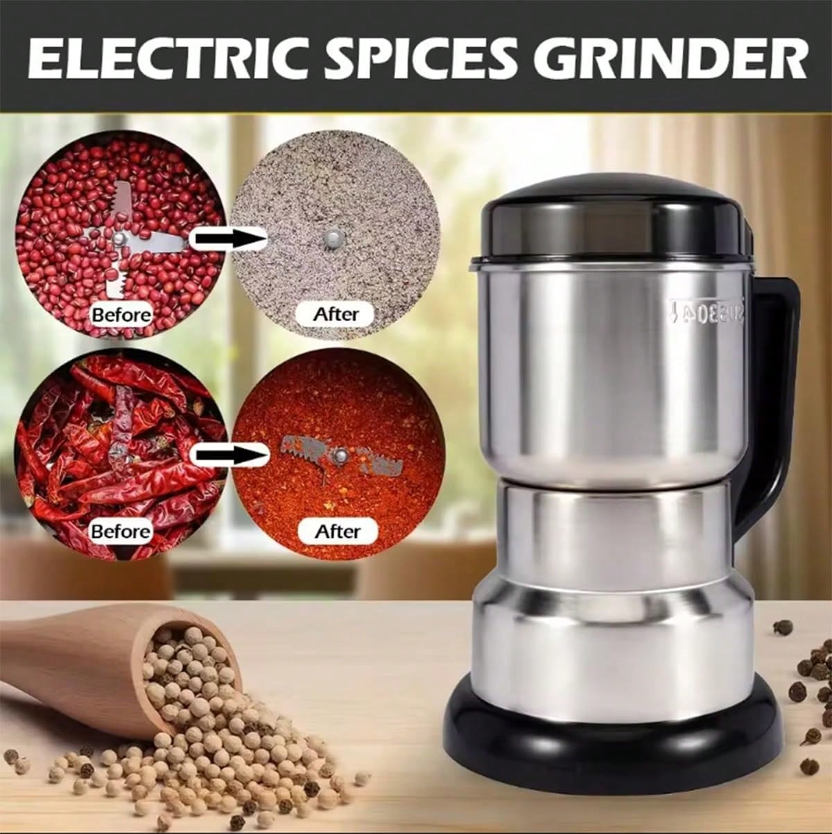 Coffee Bean Grinder Electric - Kahve Öğütücü, 300W Güçlü Motor, 4