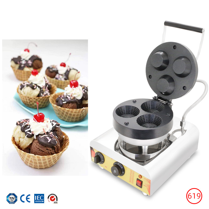 Ticari Üç Delikli Dondurma Kül - Mini Waffle Maker Machine incelemesi ve fiyatı